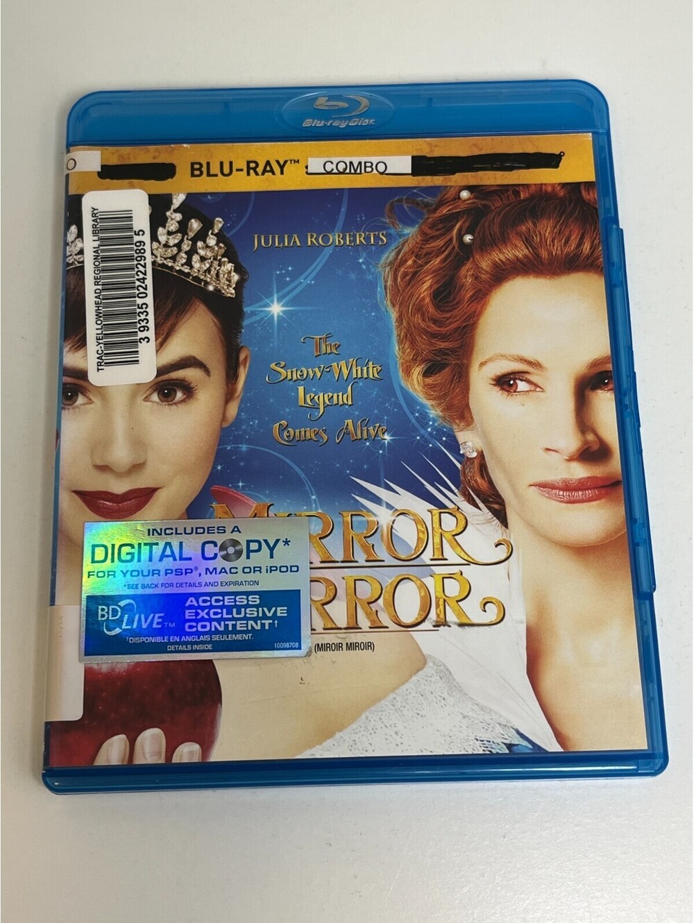 Mirror Mirror Blu-ray DVD Combo Canadian Bilingual Julia Roberts Lily Collins